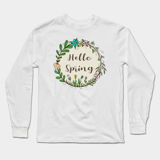 Hello spring - flowers and leaves Long Sleeve T-Shirt